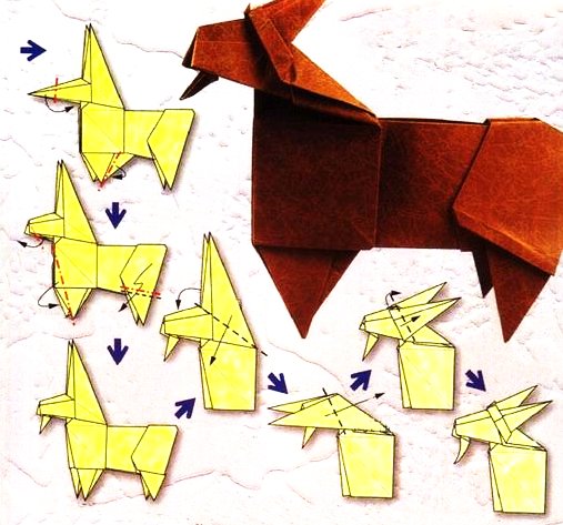 Origami du signe du zodiaque : le bélier, modèle 2