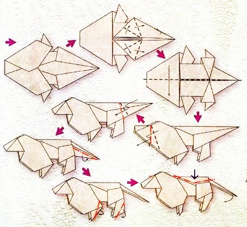 Origami of the zodiac sign: the lion, model 1