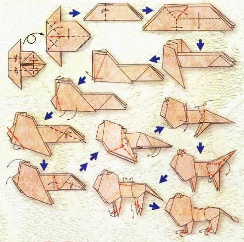 Origami du signe du zodiaque : le lion, modèle 2