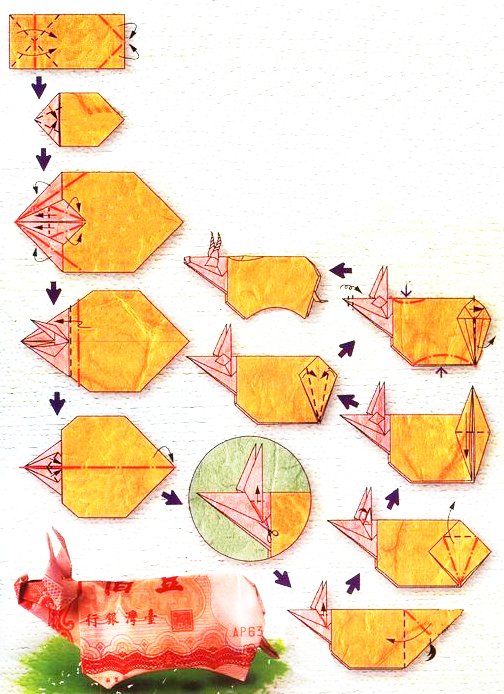 Origami of the zodiac sign: the bull, model 3